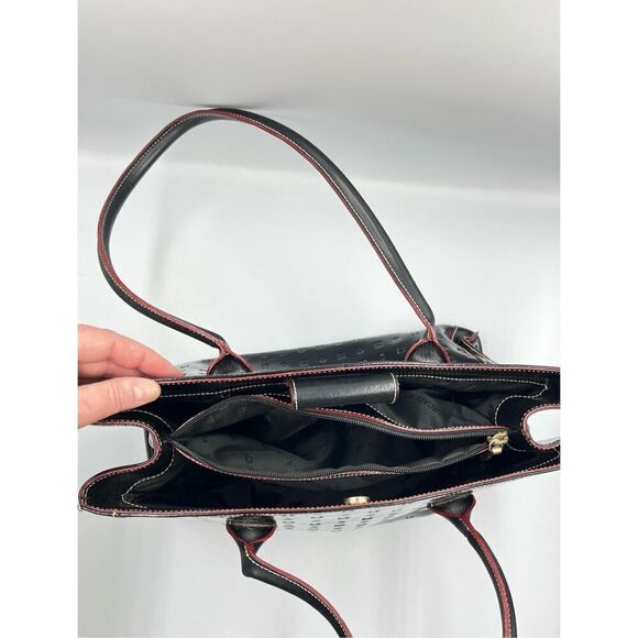 Arcadia Italian Genuine Black Patent Leather Double Handle Rectangle Bag EUC - Picture 10 of 13